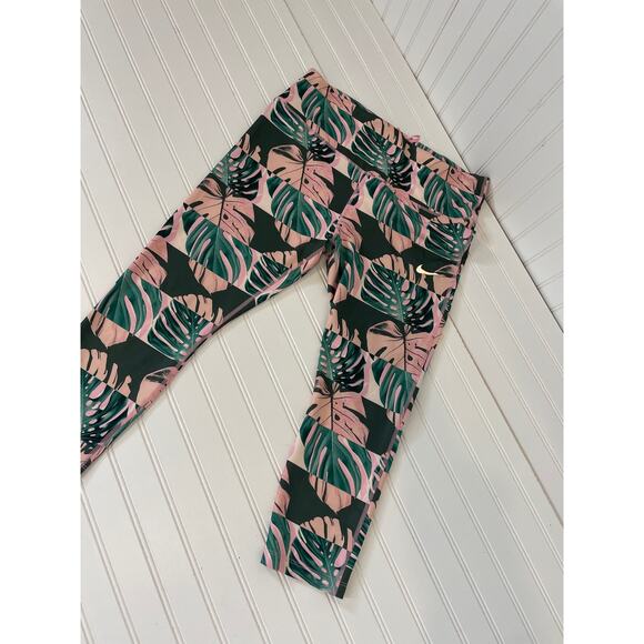 Nike Dry Fit Printed Leggings Activewear Pink Leaf Womens Size XXL - Picture 1 of 12